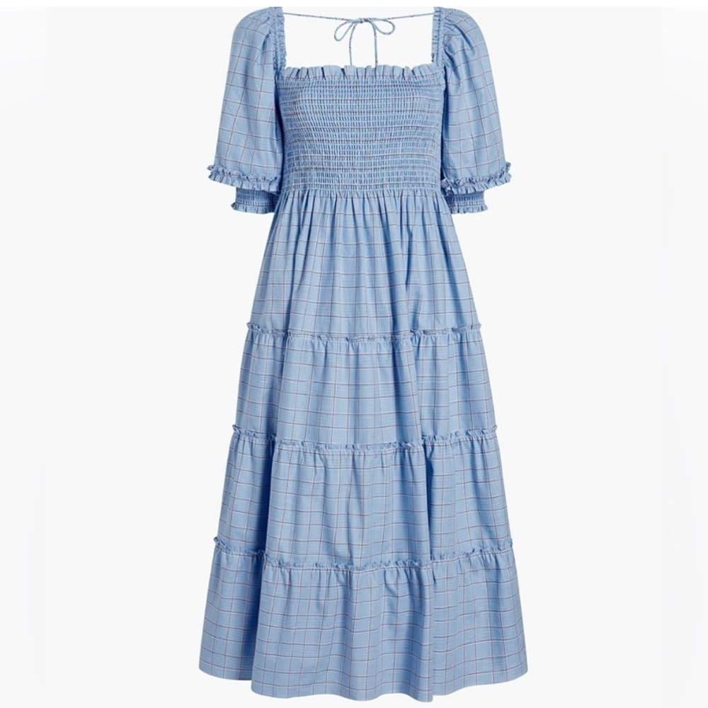 Hill House Nesli Dress in Diana blue check XS
